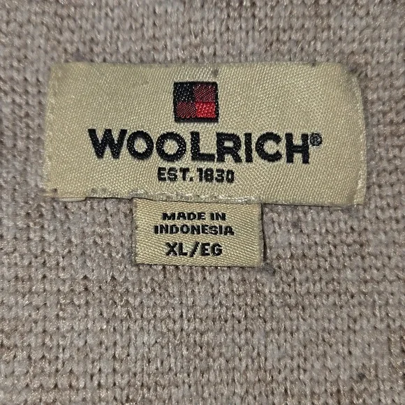 Woolrich Men's Angler Knit Quarter Zip Pullover Sweater Cream Size XL